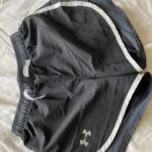 Grey and black mesh under armour shorts